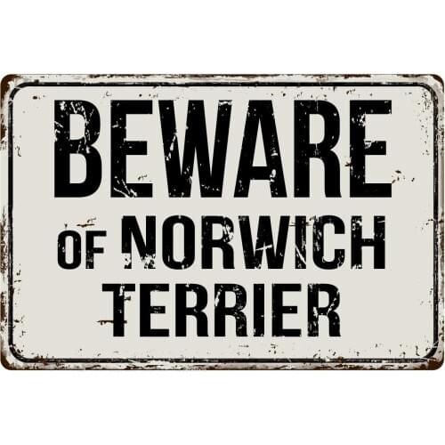 415VS Beware of Norwich Terrier 8 x 12 Vintage Aluminum Retro Metal Sign