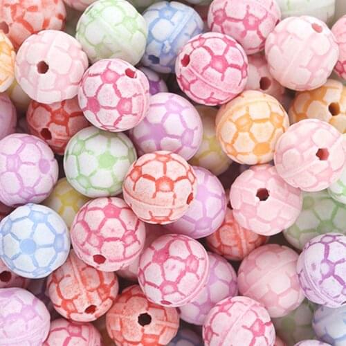50pcs Washed Craft Football Pattern Beads For Jewelry Making Diy Necklace Bracelet Decoration