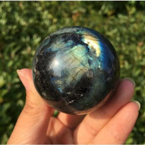 55mm Natural Labradorite Quartz Moonlight Crystal Ball Stone Healing