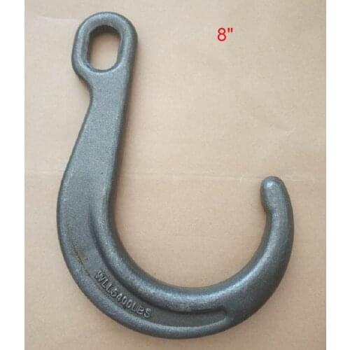 8" 5400lbs J-hook safety point ring eye hook wide mouth long hook large opening hook forged alloy steel hoist crane hardware