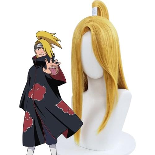 Anime Akatsuki Deidara Cosplay Long Red Wig Halloween Party Costume Accessories