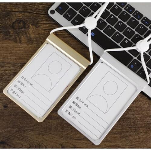 Free shipping 20pcs/lot customized logo ID card holder; aluminum alloy identity card holder; employees card holder with lanyard