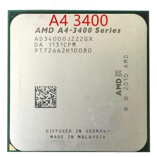 Free shipping AMD A4 3400 Dual-core FM1 2.7GHz 1MB 65W CPU processor pieces A4-3400