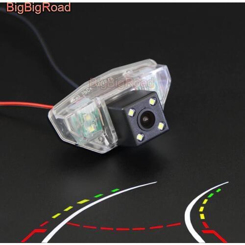 BigBigRoad Car Intelligent Dynamic Trajectory Tracks Backup Rear View Camera For Honda Crosstour FR-V HR-V Insight Jazz New Fit