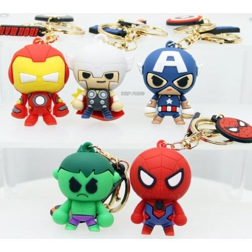 Hasbro Avengers Super Hero Iron Man Captain America Spider Man Thor Hulk Dolls Keychain PVC Decoration Model Toy Gift