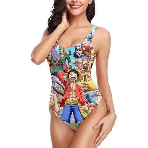 One Piece Monkey D. Luffy Skull Sexy Swimwear With Push Up Women Swimsuit Closed Body Female Bathing Suit For Pool Beach Wear