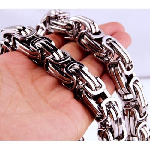GNAYY Customized Size 7-40" Huge Heavy 316L Stainless Steel 5/8/12/15mm Byzantine Chain Men Necklace and Bracelet Fashion Design