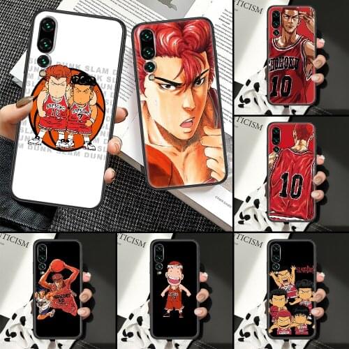 SLAM DUNK Anime Phone Case For Huawei P Mate P10 P20 P30 P40 10 20 Smart Z Pro Lite black trend bumper 3D funda silicone shell
