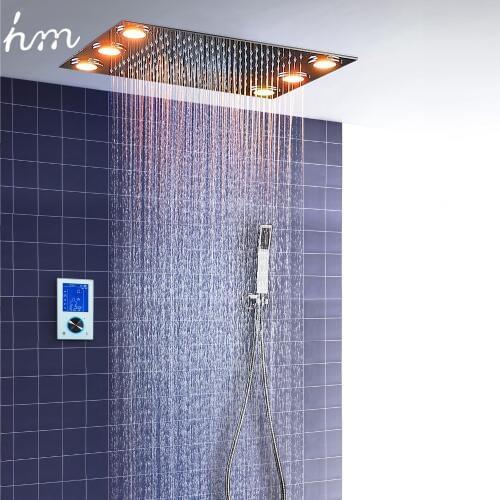 Digital Thermostatic Shower Set Controller Touch Control Panel Modern Luxury European Style SUS304 Rainfall Bathroom LedCeiling