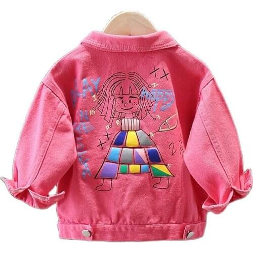Spring Autumn New Childrens Denim Jacket For Boys And Girls Graffiti Toddler Baby Bomber Jacket Coat 1-7 Year Old Casual Jacket