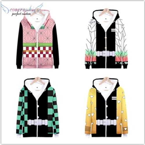 Demon Slayer Kimetsu no Yaiba Kamado Nezuko Kamado Tanjirou Long Sleeve Hoodies Cosplay Costume for Halloween Christmas Carnaval