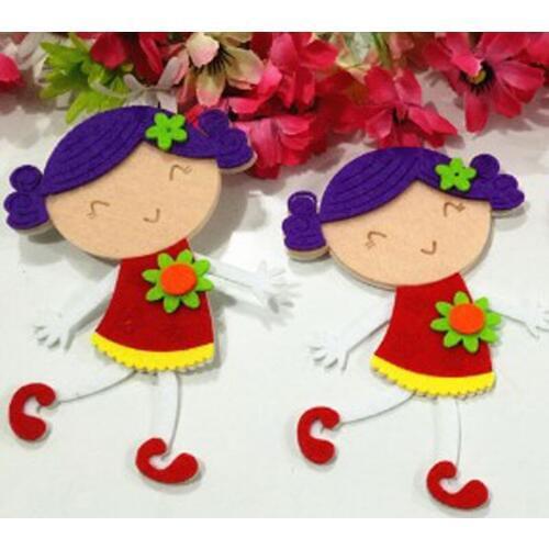 Brand New 2pieces Cute Red Dress Girl Felt Handmade Nonwoven Felt For DIY project Home Kindergarten Decoration