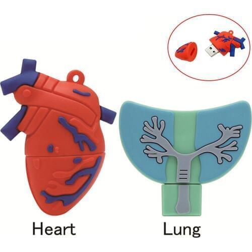 256GB 4GB Pen Drive Memory Stick Simulation Organs Heart Lung Thumb Drives USB 4GB 32GB 16GB 64GB 128 8 256 gb Pendrive U Disk