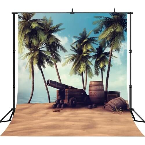Lyavshi photography backdrop Coconut Trees Beach cannon wooden Barrel new vintage background photo studio camera fotografica