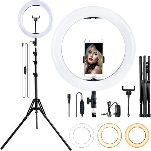 Fusitu 14 Inch 35W Photographic Lighting 2900k-5600k LED ring light with Tripod Stand Ring Lamp For Makeup Camera Phone Youtube