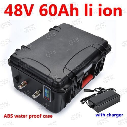 GTK waterproof 48v 60Ah lithium battery li ion BMS for scooter 2000w 2500w inverters Forklift Solar energy storage + 10A charger