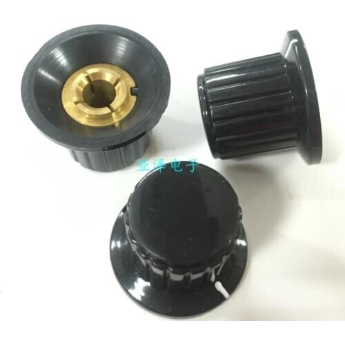 Quality black hat lock screw potentiometer knob 6MM aperture 25*19 copper core for 6MM diameter shaft