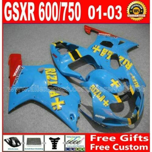 Custom Factory directly fairing kit for popular blue red 2001 2002 2003 SUZUKI GSXR 600 750 K1 GSX R600 R750 01-03 fairings kit