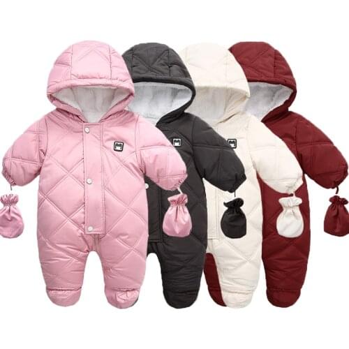 Newborn Boy Girl Clothing Set With Gloves Winter Kids Fashion Romper for Babies Baby Snowsuit Jumpsuit Baby Girl Clothes 0-24M