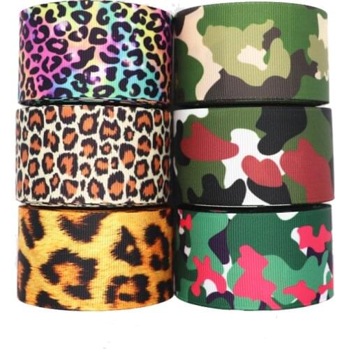 10 Yards 1.5'' 38MM Camouflage/Leopard Printed Grosgrain Ribbons For Hair Bows DIY Handmade Materials Y19090601