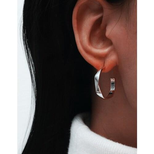 MANGOSKY 925 Silver Polygon Style Earrings 925 Silver Auricular Needle 1 Pair For Women