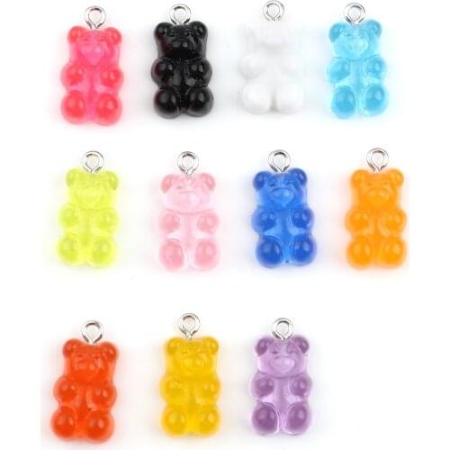 20 PCs Fashion Cute Bear Charms Bear Animal Acrylic Pendants For DIY Earrings Neckalce Bracelets Jewelry Accessories 21mm x 11mm