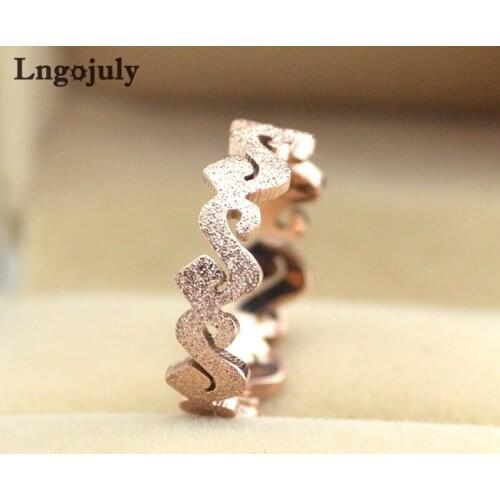 Fashion Women Titanium Steel Matte Rings Jewelry RoseGold Titanium Rings For Women Girlfriend Anniversary Party Jewelry Gifts