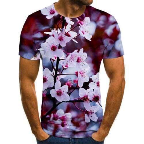 2021 Summer rose flower pattern 3D printed T-shirt fashion summer short-sleeved mens casual 3DT shirt O-neck oversized