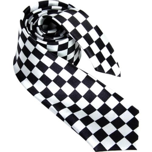 Men Women Formal Suit Casual Wear Black White Plaid Checkered Necktie Fashion Clothing Accessory Gift