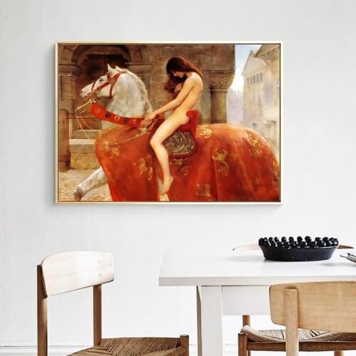 Nordic Canvas Painting Women Riding Horse Wall Art Pictures For Living Room Europe Poster Home Decor Posters And Prints Cuadros