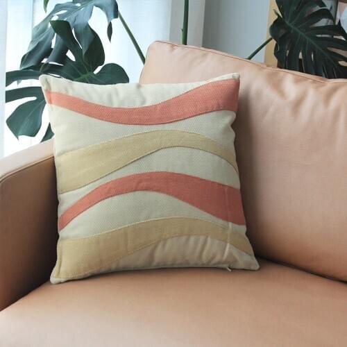 DUNXDECO Cushion Cover Decorative Pillow Case Vintage Simple Geometric Wave Embroidery Coussin Sofa Bedding Decorating