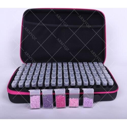 New 80 Bottles Diamond Painting Box Tool Container Storage Box Carry Case Holder Hand Bag Zipper Design Shockproof Durable