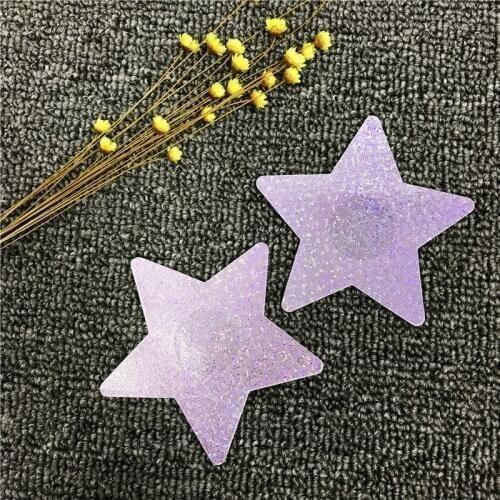Wholesale and Retail Nipple Covers Purple Yellow Disposable Breast Stars High Quality Sequins Women Nipple Stickers NWC108