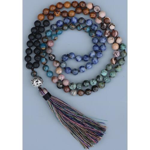 EDOTHALIA Popular 7 Chakras Natural Stone Mala Necklace Women Yoga Meditation Long Tassels Bead Necklace