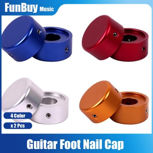 2pcs Candy Color Electric Guitar Pedal Foot Nail Cap Foot Switch Knob Shiny Guitar Effect Foot Knob with Wrench and Screws