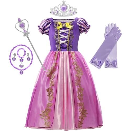 Princess Rapunzel Dress Up Baby Summer Cosplay Party Costumes Tangled Role Playing Frocks Girls' Clothing