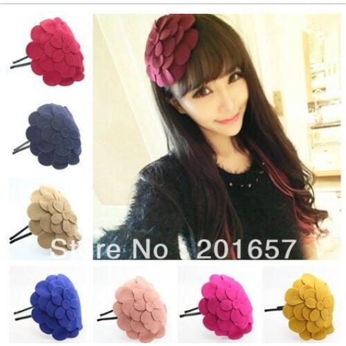 Freeshipping wholesale retail fashion woolen leather flower hairband colorful hairbands