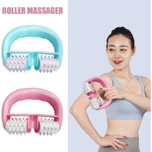 PVC Plastic Manual Body Slimming Roller Massager Dual Wheel Handheld Pain Relief Cellulite Massage Tools for Arm Leg Neck