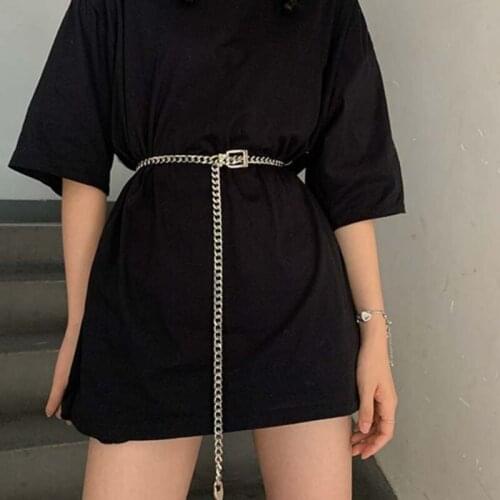 Sexy Women Belts 2021 New Streetwear Metal Chain Decorate Dress Belt Adjustable Rough Whip Chain Women Fashion Design