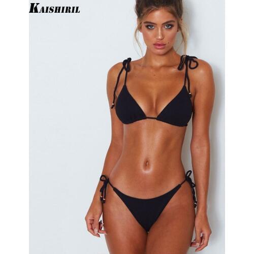 Sexy Bikini Set 2019 Women Solid Swimsuit Swimwear Summer Beach Wear Female Plus Size Low Waist Red Bathing Suit Biquini