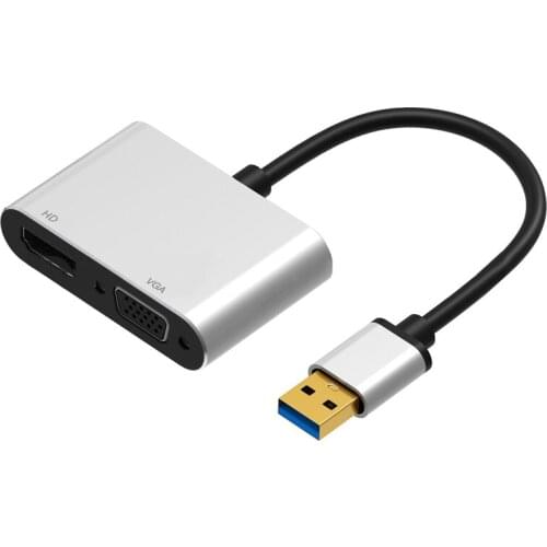 USB 3.0 To HDMI-compatible VGA 2K HD 1080P Audio Video Cable Adapter Converter for Macbook PC Laptop To Monitor TV Projector