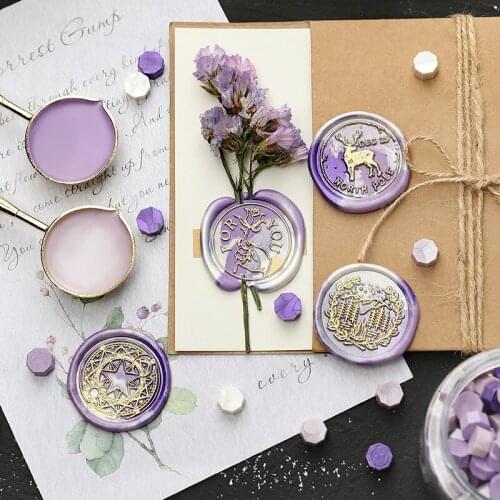 Boxed Octagonal Wax Beads Transparent Fireproof Paint Wax Pattern Amber Gold Seal Sealing Wax Envelope Transparent Stamp Decorat