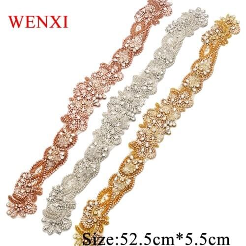 WENXI (5 pcs) Wholesale Bridal Gown Rhinestones Appliques Sewing On For Wedding Dress Sash DIY Bridal Gown Accessory WX826