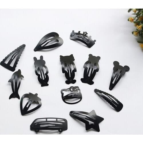 10 pcs Childrens Hair Ornaments Korean Small Black Hairpin BB Side Clip Liuhai Clip Girl Cartoon Hairpin Headgear Ornaments