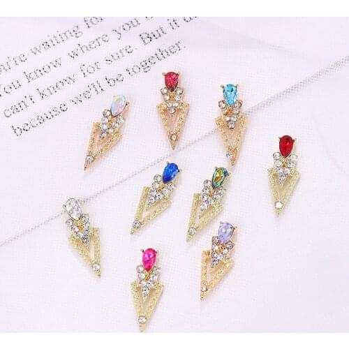 10Pcs K Gold Luxury AB Diamond Triangle 3D Nail Art Decorations Nails Rhinestones Nail Supplies Charms Stone 2020 New Arrival