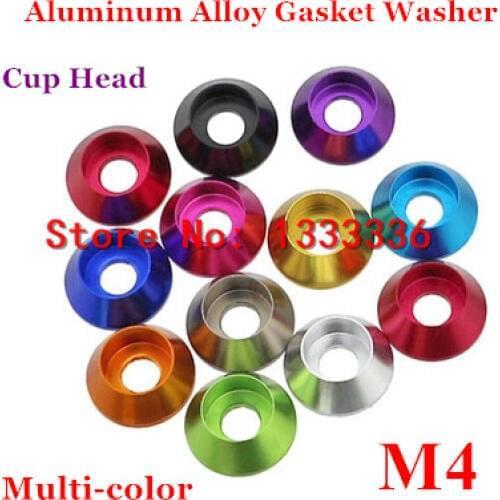 10pcs M4 Anodized Color Aluminum Alloy Cylinder Cup Head Cone Taper Gasket Washer Car Model Shim Parts
