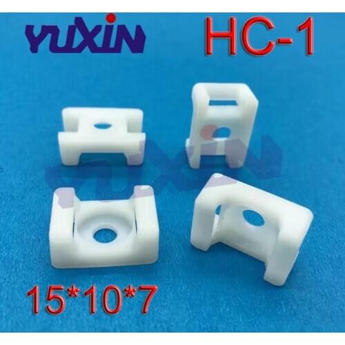 100pcs 15*10*7mm HC-1 White 3.5mm Screw Hole Nylon Saddle Type Fixed Seat Basement Self-locking Holder Cable Zip Tie Mount Base