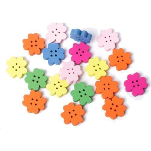 100PCS Mixed Colours Wooden Cross Button Beads #24923
