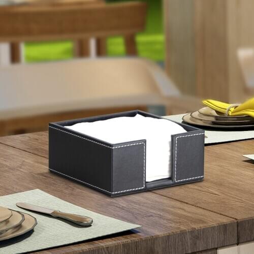 13.7x13.7x6cm Creative immitation leather square tissue box tissue tray square tissue storage box hotel napkin storage case
