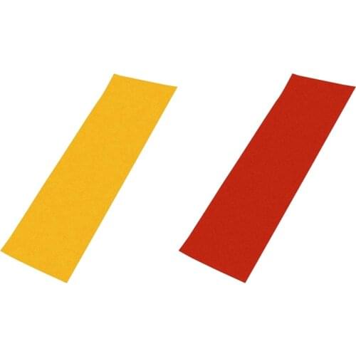 2x PVC Waterproof Skateboard Deck Sandpaper Grip Tape Griptape Skating Scooter Sticker 84X23CM-Yellow & Red